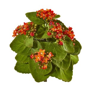 Nearly Natural 8-in Kalanchoe Bush Artificial Flower (Set of 6), Orange - 1 of 3