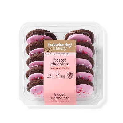 Valentine's Day Pink Frosted Chocolate Cookies - 13.5oz/10ct - Favorite Day™