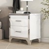 SEVOBAL Nightstands Elegant High Gloss Mirrored Bedside Table with 2 Drawers and Metal Handles for Bedroom Storage, White, 22.4"*15.7"*23.6" - 4 of 4