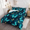 Cyan Butterfly Comforter Set Full Size – Green Blue Moon & Stars Bedding with 1 Comforter & 2 Pillowcases, Cute Quilt Set for Girls, Teens & Adults - 3 of 4