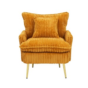 30.3'' Corduroy Single Chair Fashion Sofa with Solid Wood Frame, Ergonomic Backrest & Armrests and Gold Metal Legs - 1 of 4