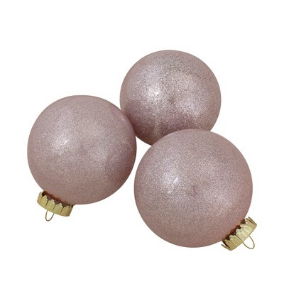 Set of 12 Blush Pink Glass Finial and Ball Ornaments