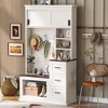 Modern Hall Tree Entryway Bench Storage Bench Coat Rack Coat Hanger with Hooks and Drawers, White/Black-ModernLuxe - 2 of 4