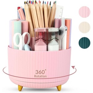 Maison 360 Rotating Plastic Desk Pen And Makeup Organizer With 5 Slots - 1 of 4