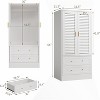 Wardrobe Armoire Closet with 2 Shutter Doors, Hanging Rods and 2 Drawers - 2 of 4