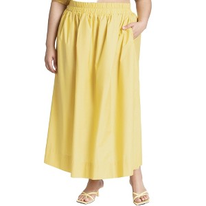 ELOQUII Women's Plus Size Poplin Maxi Skirt With Side Slits - 1 of 4