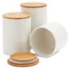 Farmlyn Creek Set of 3 White Ceramic Canisters with Wooden Bamboo Lids, Kitchen Counter Containers, Food Storage Jars, 3 Sizes - 4 of 4
