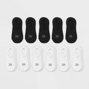 Women's Lightweight 10+1 Bonus Pack Liner Athletic Socks - All In Motion™ Black/White 4-10 - 1 of 3