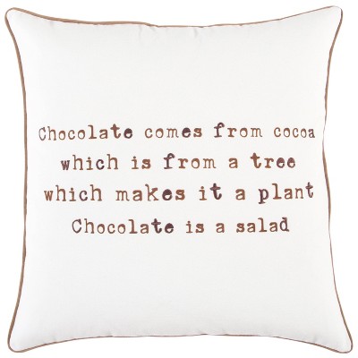 20"x20" Oversize 'Chocolate' Square Throw Pillow Cover - Rizzy Home: Cotton Canvas, Hidden Zipper