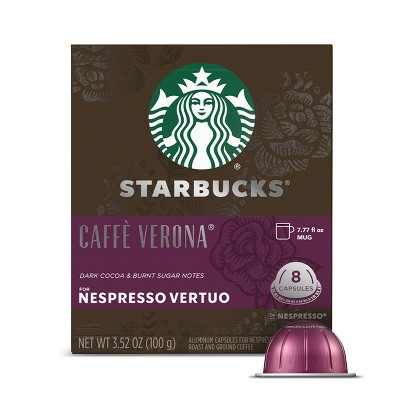 Starbucks Coffee Capsules for Nespresso Vertuo Machines — Dark Roast Caffe Verona — 1 box (8 coffee pods)