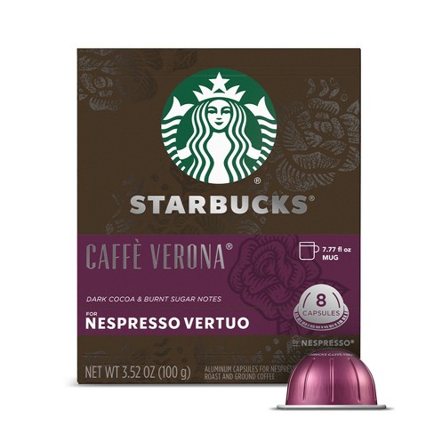 Starbucks Caffè Verona Dark Roast for Nespresso Vertuo Capsules, 8
