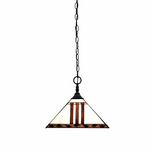 Toltec Lighting Any 1 - Light Pendant in  Matte Black with 14" Purple & Metal Leaf Art Glass Shade - 1 of 1