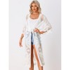 Allegra K Women's Summer Beach Floral Lace 3/4 Sleeve Long Bikini Swim Cover-Up - 2 of 4