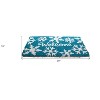HomeRoots 18" X 30" Aqua Blue and White Coir Snowflake Welcome Outdoor Winter Door Mat - 3 of 4