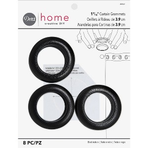 Dritz Set of 8 Home 1-9/16" Round Curtain Grommets Textured Black: Plastic Sewing Fasteners, Eyelets & Grommets Kit - 1 of 4