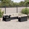 vidaXL Patio Sofa Set with Cushions Outdoor Furniture 10 Piece Poly Rattan - Black and Cream - 2 of 4