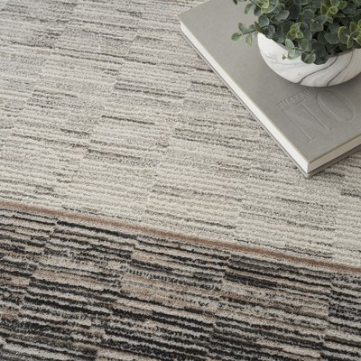 Grey Black Rectangular Abstract Synthetic Area Rug 5'3" x 7'3"
