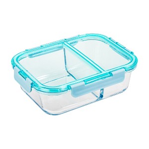 Lexi Home 51.4 oz 2-Section Borosilicate Glass Container with Spill-Proof Tinted Lids - 1 of 4