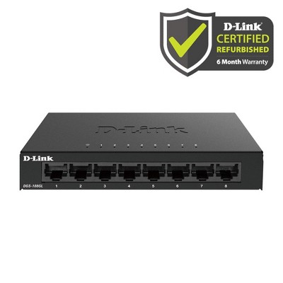 D‑Link [Certified Refurbished] 8-Port Gigabit Ethernet Unmanaged Metal Compact Switch - (DGS-108GL/RE) Manufacturer Refurbished