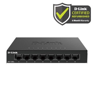 D‑Link [Certified Refurbished] 8-Port Gigabit Ethernet Unmanaged Metal Compact Switch - (DGS-108GL/RE) Manufacturer Refurbished - 1 of 4