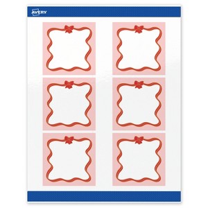 Avery Labels, 3" x 3", Gold-Pink Bow, Glossy, 60ct - 1 of 4