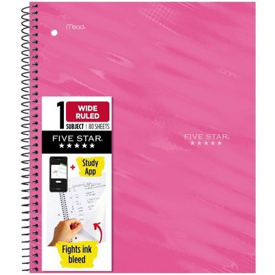 Five Star Active Subject Wide Ruled Notebook 80ct Pink