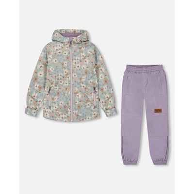 small white flowers on turquoise and lilac