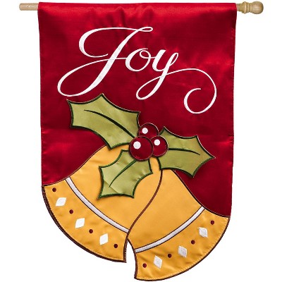 Evergreen Applique Joyful Christmas Bells House Flag, 28 x 44 inches