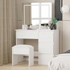 Makeup Vanity Desk, Adult Dressing Table, Dressing Table with Mirror And Light, Power Outlet Dressing, Makeup Table with Stool & 4 Drawers - 4 of 4
