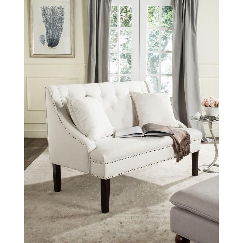 Zoey Settee with Silver Nailheads  - Safavieh, 2 of 9