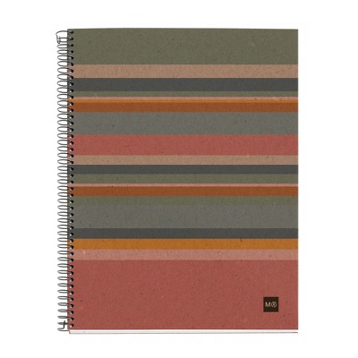 Miquel Rius 100% PCW Recycled 4 Subject Lined Notebooks, 11" x 9", 120 Sheets, Heavyweight Paper, Subjects Separated by Color, Cardboard Cover