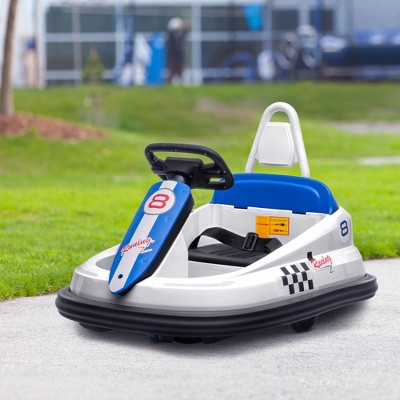 6V White and Blue Electric Ride-On Bumper Car