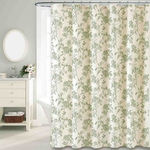 BAGOKIE 72"x72" Floral Cotton Linen Shower Curtain, Pack of 1 - 1 of 3