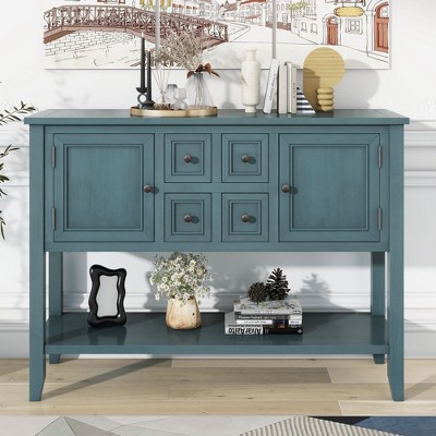 NicBex Console Table Vintage Entryway Table with Ample Storage Narrow Side Table with 4 Small Drawers and Bottom Shelf for Living Room