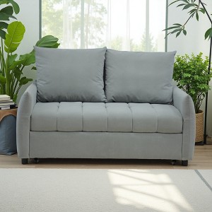 57.48" Velvet Loveseat Sofa with Adjustable Back, Ergonomic Design - 1 of 4