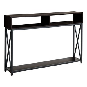 Monarch Specialties Accent Table Console Entryway Narrow Sofa Living Room Bedroom Brown Laminate Black Metal Contemporary Modern - 1 of 4