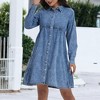 Anna-Kaci Women's Button-Down Tiered Denim Shirt Dress for Casual Looks - 3 of 4