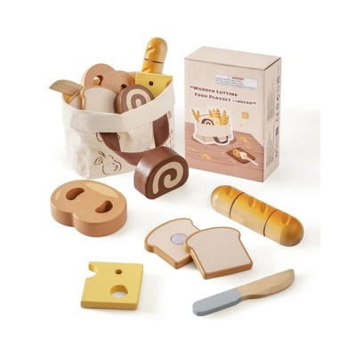ROBOTIME Play Food and Toy Kitchens, Pretend Cutting Food Toys with Accessories, for Children's Gift, 7PCS, Multicolored, 5.91"*2.36"*4.71"