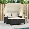 VidaXL Patio Sofa 2-Seater with Canopy and Stools Black Poly Rattan - 3 of 4