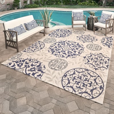 Gertmenian Paseo Emilia Transitional Damask Red Flatweave Indoor Outdoor Area Rug
