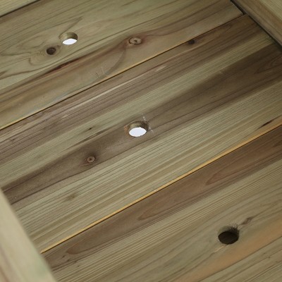 Natural Fir Wood Raised Garden Planter with Shelf, 34in