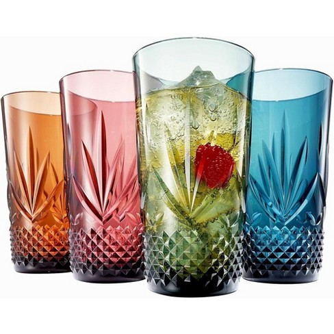 Khen's Shatterproof Tall Clear Acrylic Drinking Glasses, Luxurious &  Stylish, Unique Home Bar Addition - 6 pk