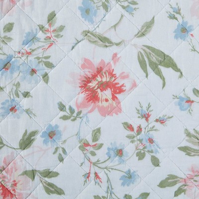 Emilie Pink Floral Cotton Twin Quilt Set