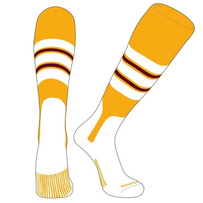 PEAR SOX OTC Baseball Softball Stirrup Socks (E, 7in) Gold, White, Cardinal