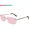 grinderPUNCH Small Slim 90's Popular Nineties Rectangular Sunglasses Clear Rimless Eyewear (Gold Frame - Brown) - 4 of 4
