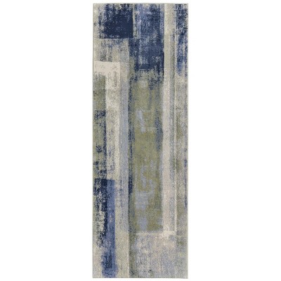 Clio Modern Abstract Blue/Green/Ivory Area Rug