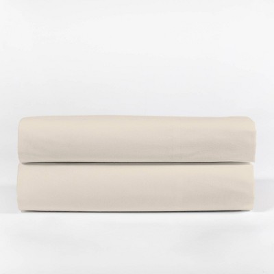 King Ivory Cotton Percale Pillowcase Set