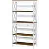 HOMCOM 4-Tier Shelving Bookcase Storage Cupboard with Pull Out Drawer, and Wooden Frame with X Bar Stability, White - image 4 of 4