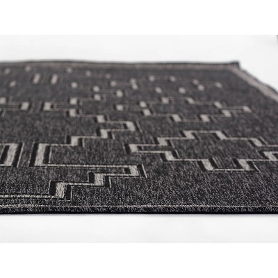 Black Rectangular Synthetic 5' x 7' Stain-Resistant Rug