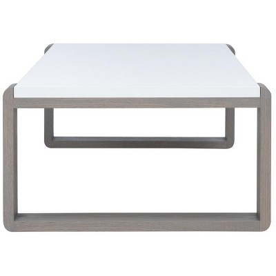 White and Grey Lacquered Wood Rectangular Coffee Table